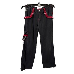 Tripp NYC Y2K Gothic Pants Black Dark Red Lace Chains 11 Dark Street Style Rave